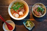 thumbnail: Lunch in Kyoto. Fresh ingredients, lots of seafood and house pickled specialities are a constant throughout the Kansai region.