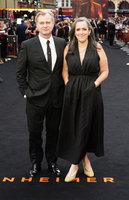 Christopher Nolan and Emma Thomas arrive for the UK premiere of Oppenheimer (Ian West/PA)