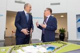 thumbnail: Taoiseach Micheál Martin and Mike McDermott, Pfizer’s Chief Global Supply Officer, at Pfizer's Grange Castle manufacturing site in Dublin. Photo: Naoise Culhane