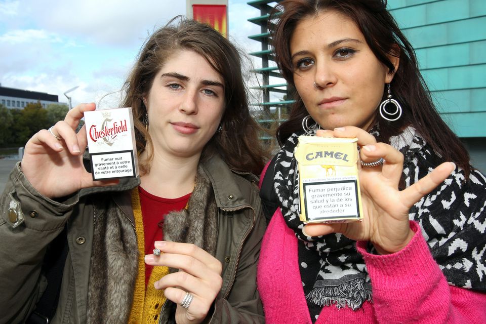 UCD students Emmy Thompson, Smithfield and Natalia Paya-Gathercole, Rathmines pictured with their cigarettes , ahead of the UCD smoking ban.