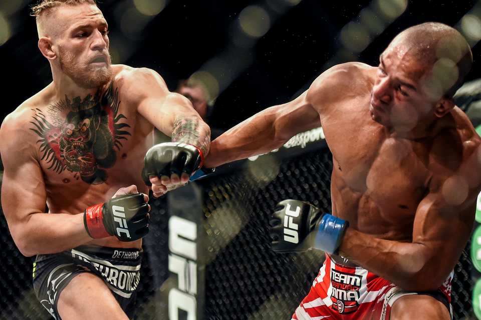 Conor McGregor in action against Diego Brandao in The O2