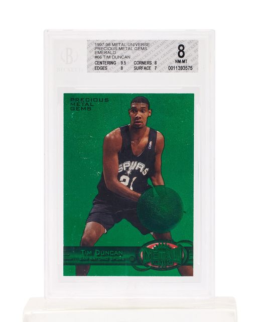 1997-98 Metal Universe Precious Metal Gems Emerald #66 Tim Duncan Rookie Card BGS 8