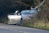 thumbnail: The N11 near Ferns, Co Wexford where two cars were in collision. Pictured is the car in which an 81 year old man died. Picture: Patrick Browne
