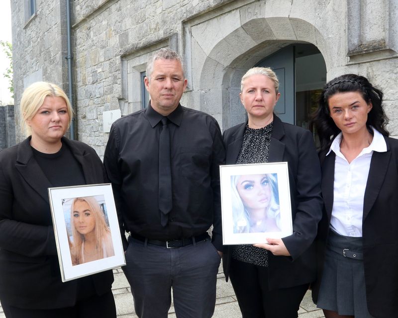 From left, Aoife's sister Kate, parents James and Carol and Aoife's other sister Meagan outside the coroner's court. Photo: Brendan Gleeson