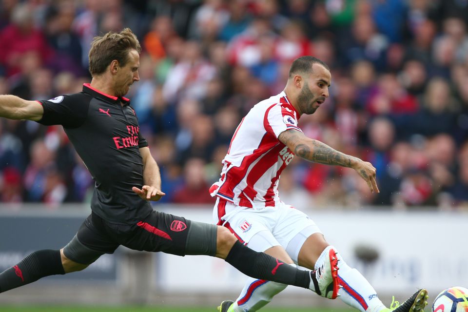Stoke's Jese scores the only goal of the game against Arsenal
