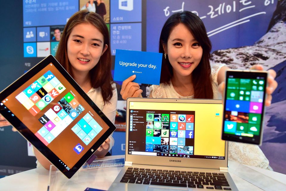 US Software giant Microsoft showcasing Windows 10 during a launch event in Seoul, Korea