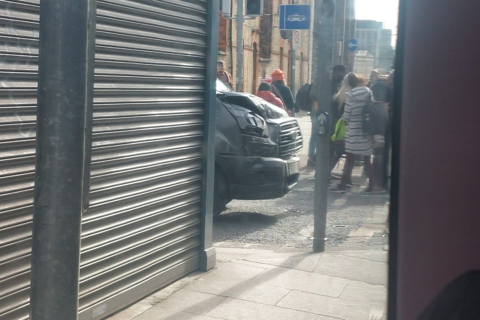Damage to the van involved in the crash with a Luas at Smithfield