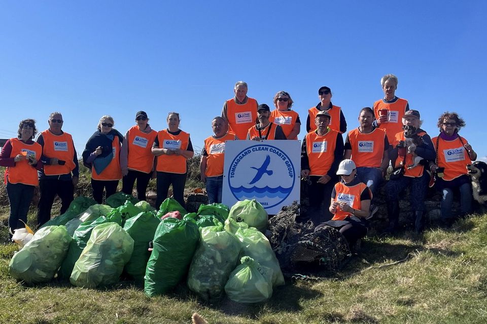 The Tomhaggard group collected 24 bags of rubbish, four lobster pots and a tyre from the beach.