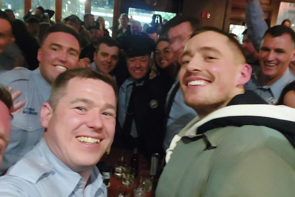 Dermot Kennedy with members of the Dublin Fire Brigade