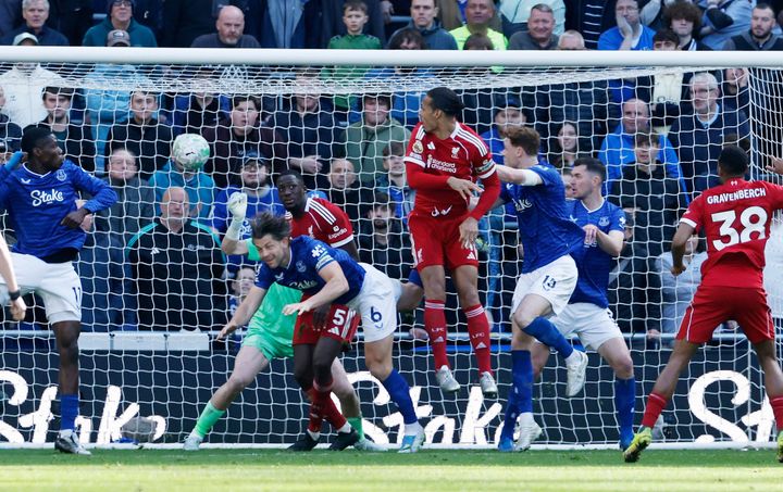 Virgil van Dijk header earns Liverpool last-gasp Merseyside derby victory over Everton