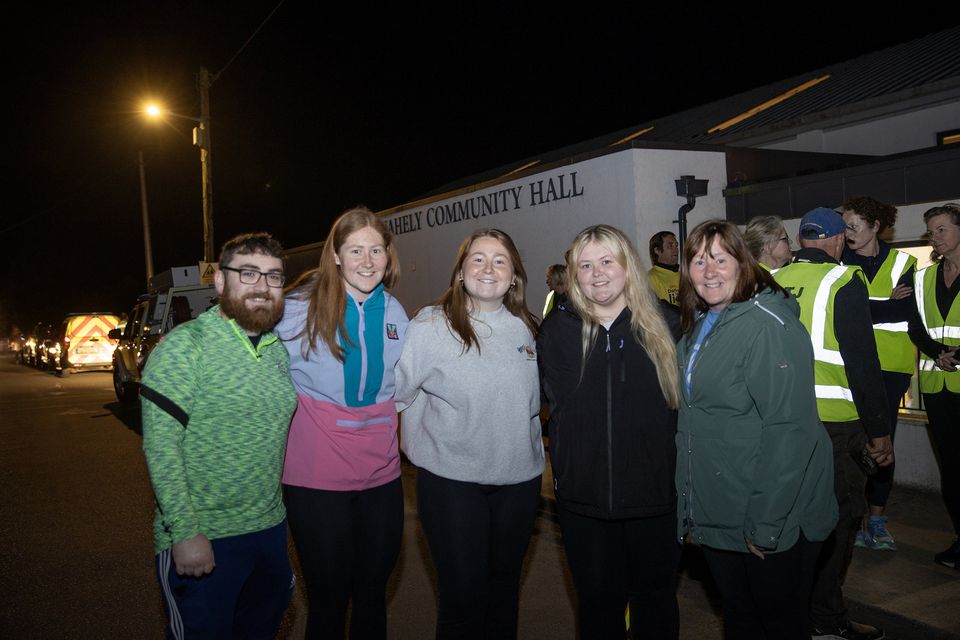 Ian Pollaerd, Roisin O' Keeffe, Bronagh O' Keeffe, Laura O' Keeffe and Muriel  O' Keeffe. at Darkness into Light in Tinahely. Photo: Joe Byrne