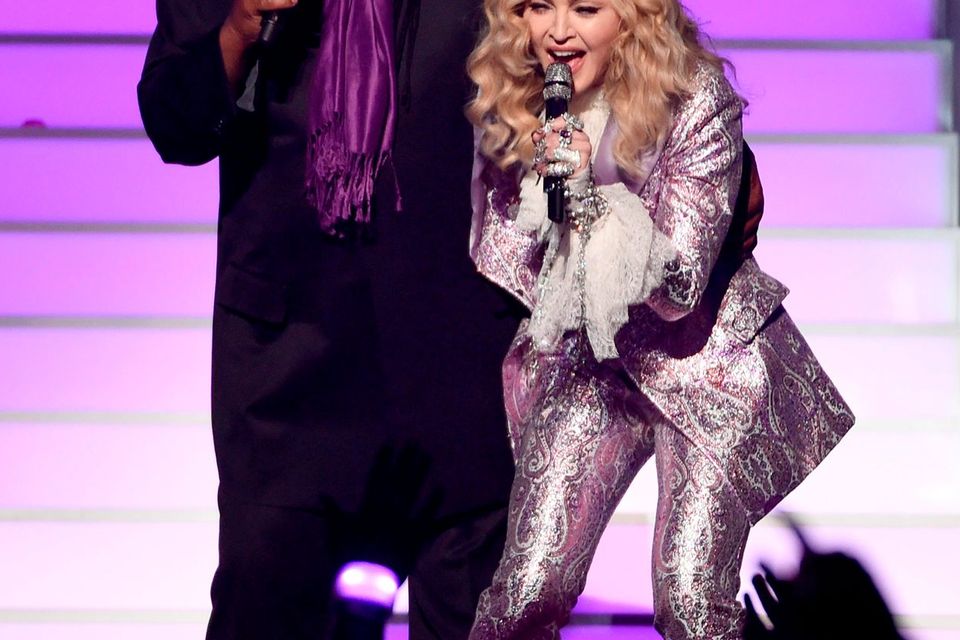 Stevie Wonder, left, and Madonna perform a tribute to Prince at the Billboard Music Awards at the T-Mobile Arena on Sunday, May 22, 2016, in Las Vegas. (Photo by Chris Pizzello/Invision/AP)