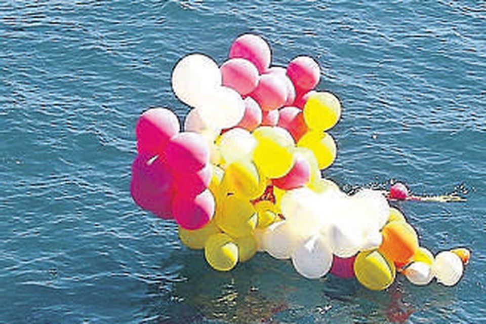 Some of the balloons that were found in the Atlantic Ocean by rescuers