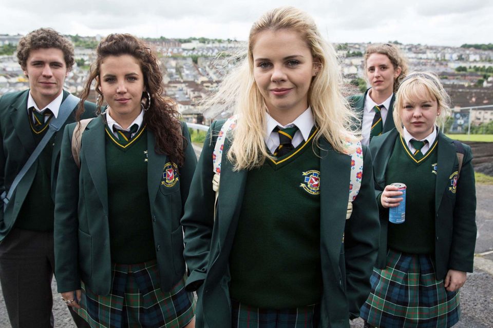 Derry Girls stars Dylan Llewellyn (James), Jamie-Lee O’Donnell (Michelle), Saoirse-Monica
Jackson (Erin), Louisa Harland (Orla) and Nicola Coughlan (Clare)