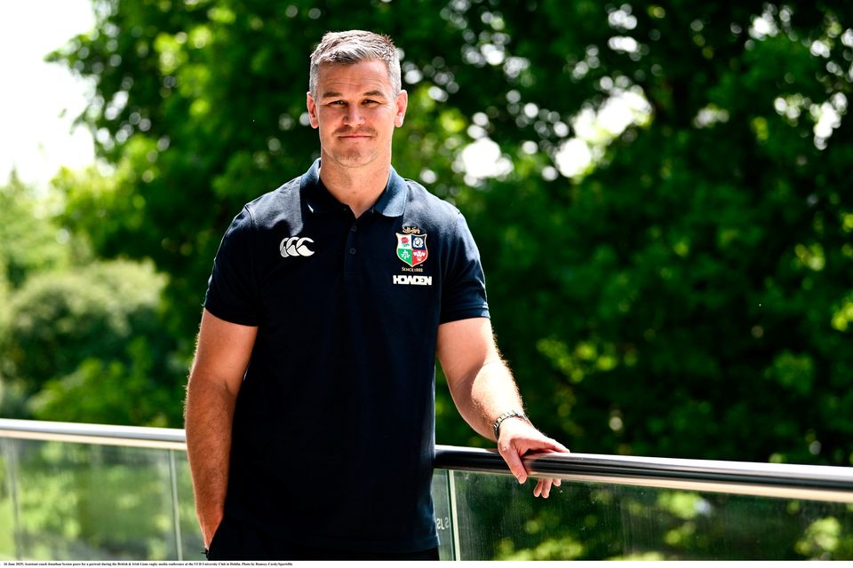 Assistant coach Jonathan Sexton poses for a portrait during the British & Irish Lions rugby media conference at the UCD University Club in Dublin. Photo by Ramsey Cardy/Sportsfile