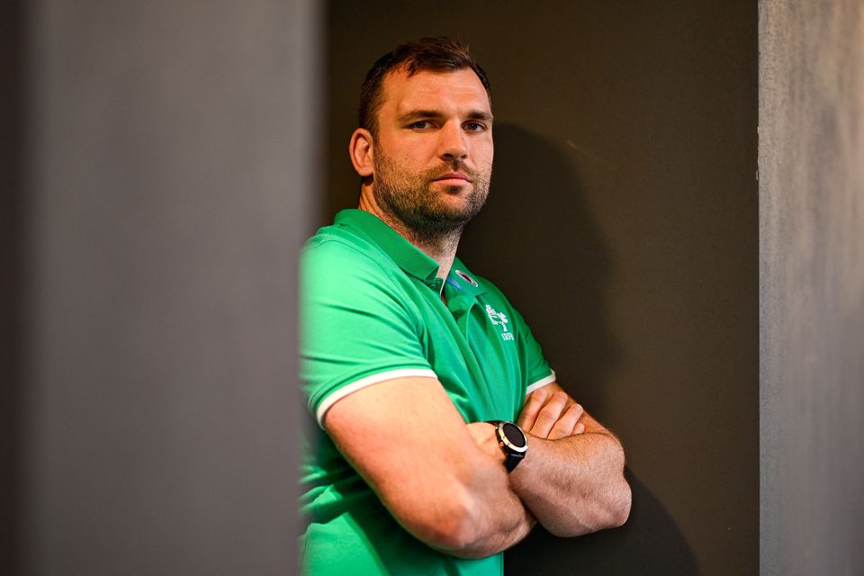 Tadhg Beirne after a media conference at the IRFU High Performance Centre at the Sports Ireland Campus in Dublin. Photo: Brendan Moran/Sportsfile