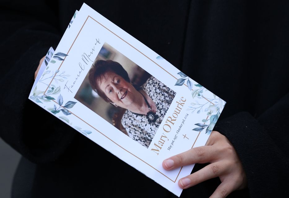 07/10/'24 The mass booklet pictured this afternoon at  the funeral of  former Fianna Fail deputy leader, Mary O'Rourke at Our Lady Queen of Peace Church, Coosan, Athlone, Co. Westmeath ...  Picture Colin Keegan, Collins Dublin