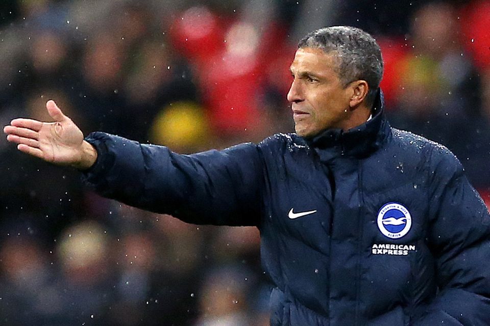 Chris Hughton's Brighton have not taken a single point off the top six clubs this season