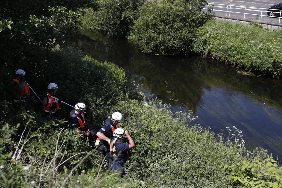 The Community Rescue Service conducting searches along the Braid River in Co Antrim, close to Ballymena town centre, for 21-year-old Chloe Mitchell (Picture by Peter Morrison)