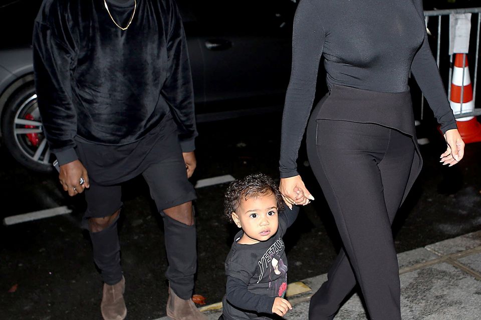 Kim, Kanye and North West in Paris