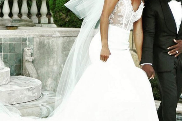 Eniko Parrish wears two Vera Wang gowns for picture perfect