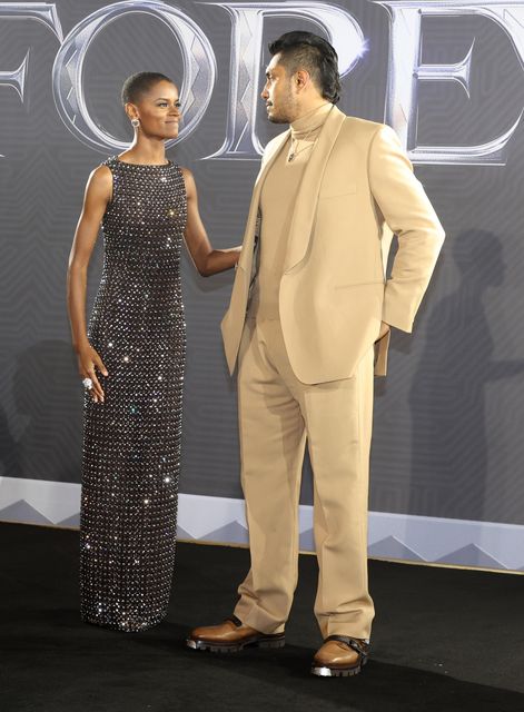 Letitia Wright and Tenoch Huerta attending the European premiere of Black Panther: Wakanda Forever (Suzan Moore/PA)
