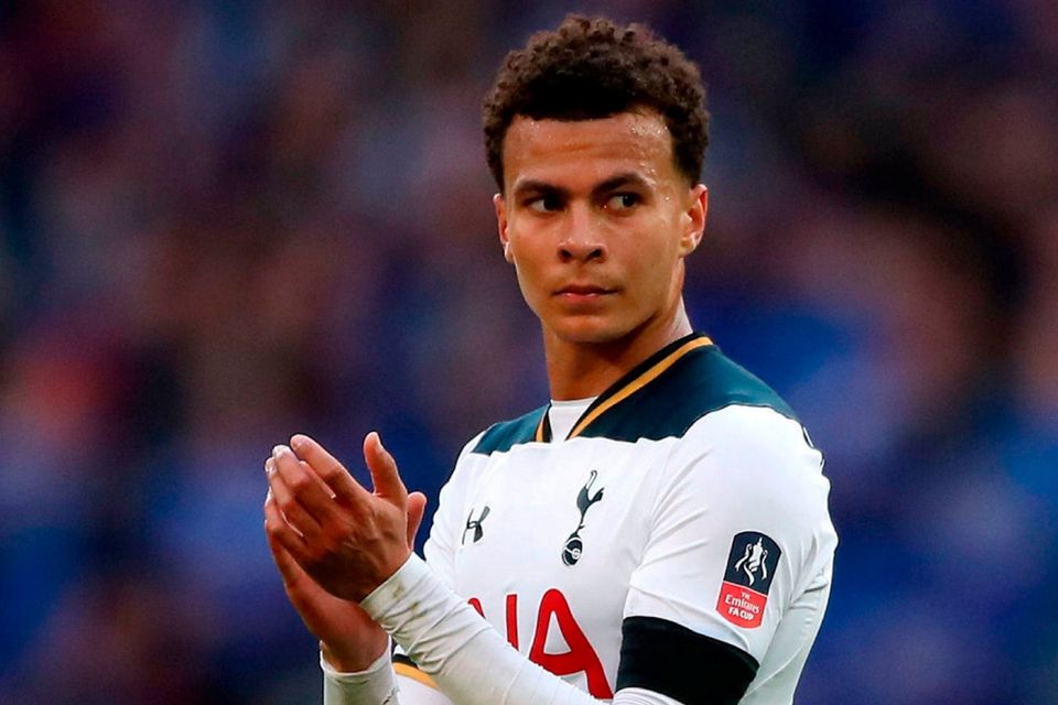 Tottenham Hotspur's Dele Alli applauds supporters after the final whistle during the Emirates FA Cup, Semi-Final match at Wembley Stadium, London. Photo: PA