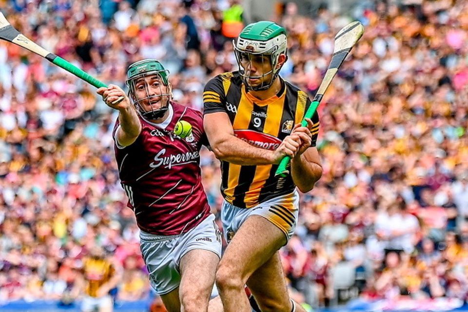 Paddy Deegan of Kilkenny in action against Galway's Brian Concannon. Picture: Sportsfile