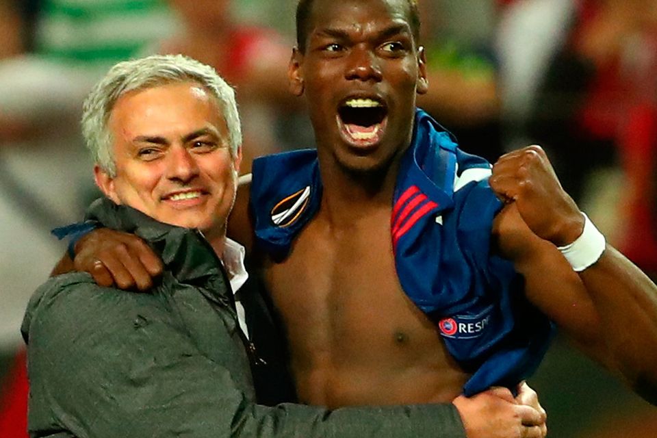 Manchester United manager Jose Mourinho and Paul Pogba