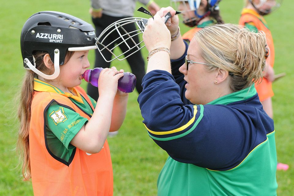 Isabelle O'Sullivan receiving some half-time advice from mum Katie during the Ger Hendrick All Ireland Week in Buffers Alley GAA Grounds on Saturday. Pic: Jim Campbell