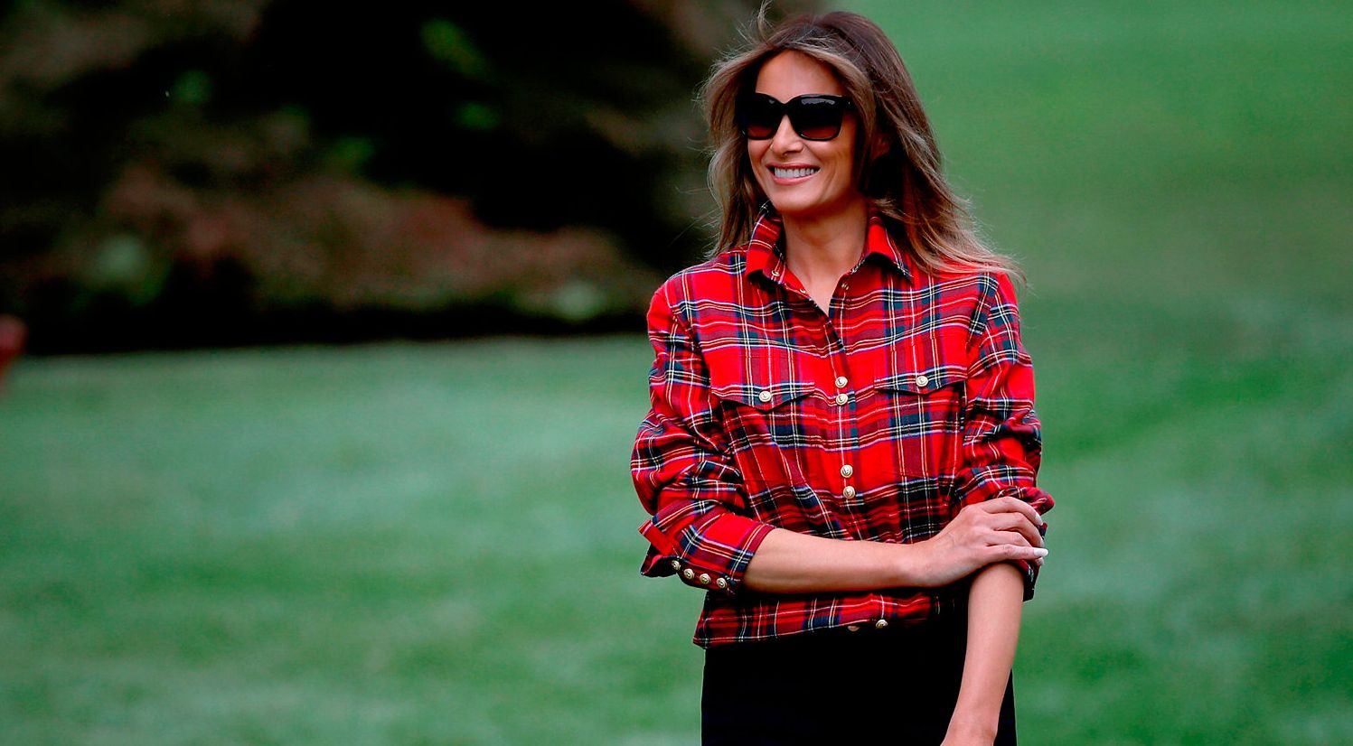 Melania Trump wore a €1k flannel shirt to do some gardening at the