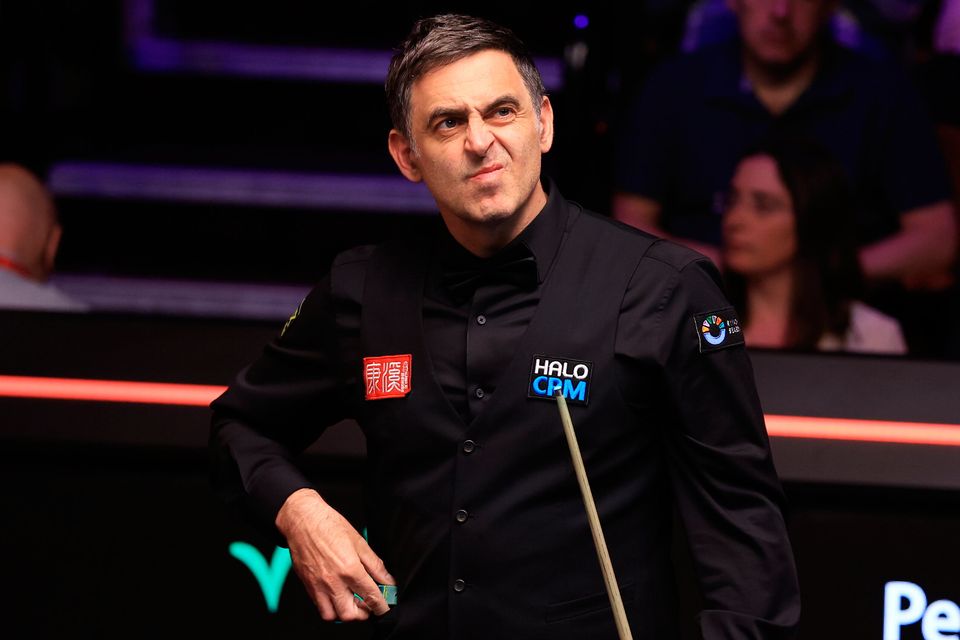 Ronnie O'Sullivan during his match against John Higgins at the World Snooker Championship in Sheffield.