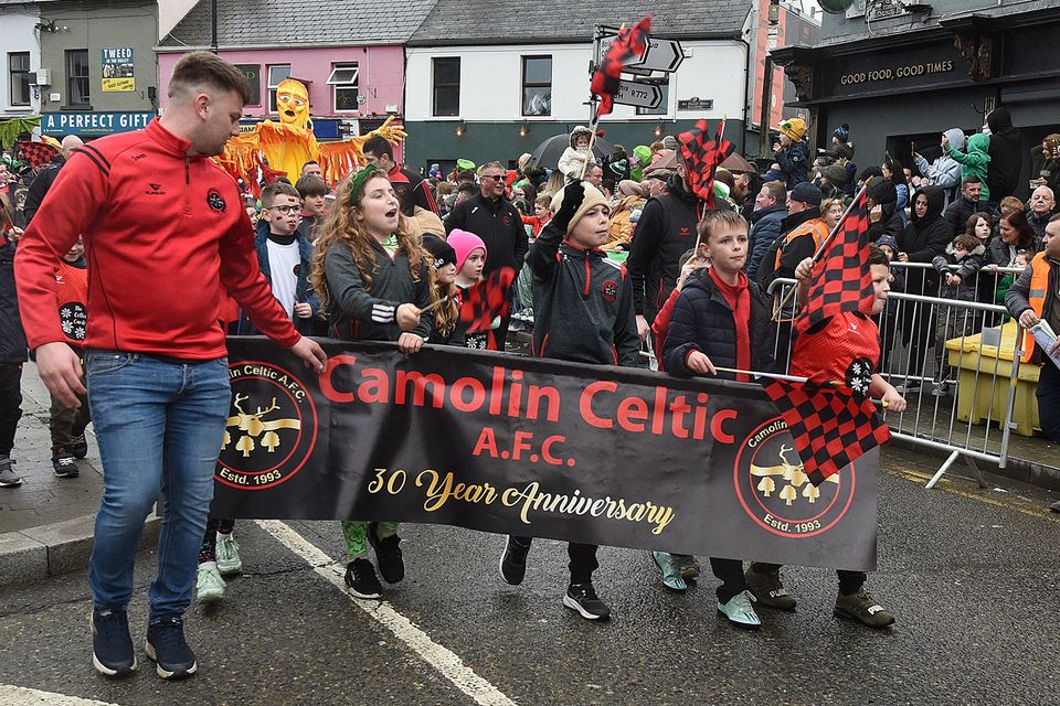 Camolin Celtic in the St Patrick's Day parade in Gorey. Pic: JIm Campbell
