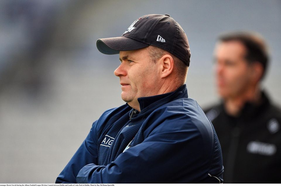 Dublin manager Dessie Farrell during the Allianz Football League Division 2 match between Dublin and Louth at Croke Park in Dublin. Photo by Ray McManus/Sportsfile
