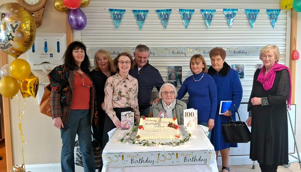 Eileen Cox with relatives at her birthday party.