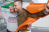 thumbnail: Nicky Byrne pictured with Fan Michael Dalton from New Ross  in Dublin Airport Prior to his departure to Represent Ireland in The Eurovision Song Conters in Sweden. Photo: Kyran O'Brien
