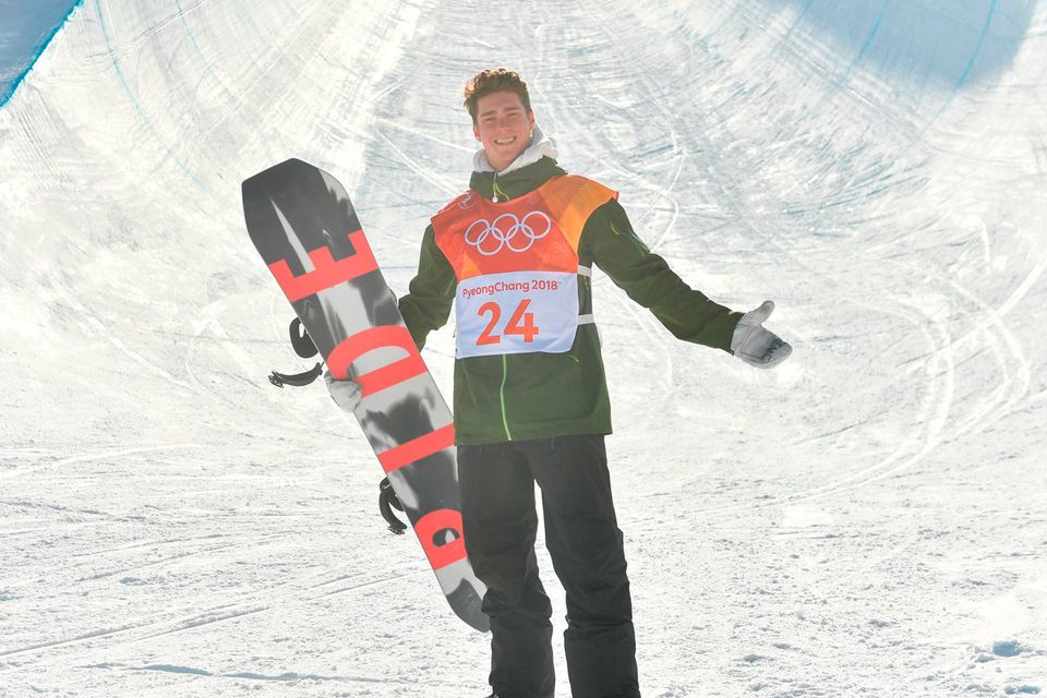Seamus O'Connor of Ireland after completing round 2 of the Halfpipe Qualifications on day four of the Winter Olympics