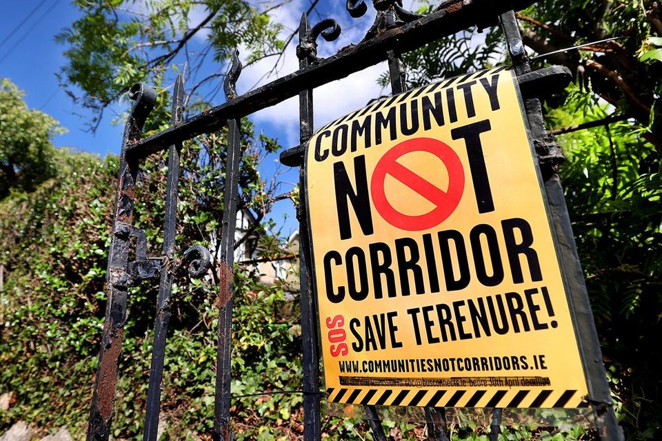 A sign on one of the residential gates on the Rathfarnham Road. Photo: Steve Humphreys