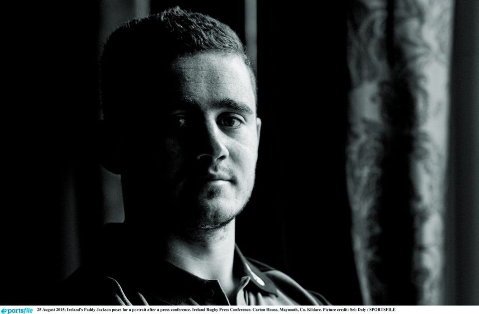 25 August 2015; Ireland's Paddy Jackson poses for a portrait after a press conference. Ireland Rugby Press Conference. Carton House, Maynooth, Co. Kildare. Picture credit: Seb Daly / SPORTSFILE