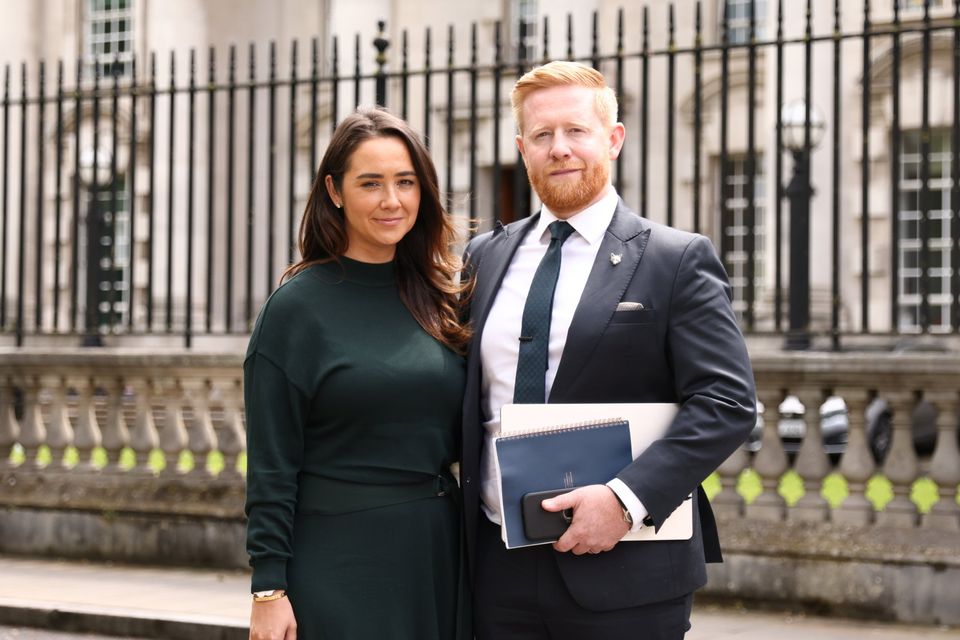 Neil and Donna Sands outside Belfast High Court: the Antrim couple fought for years for Tattle Life's founder to be ident. Photo: Peter Morrison