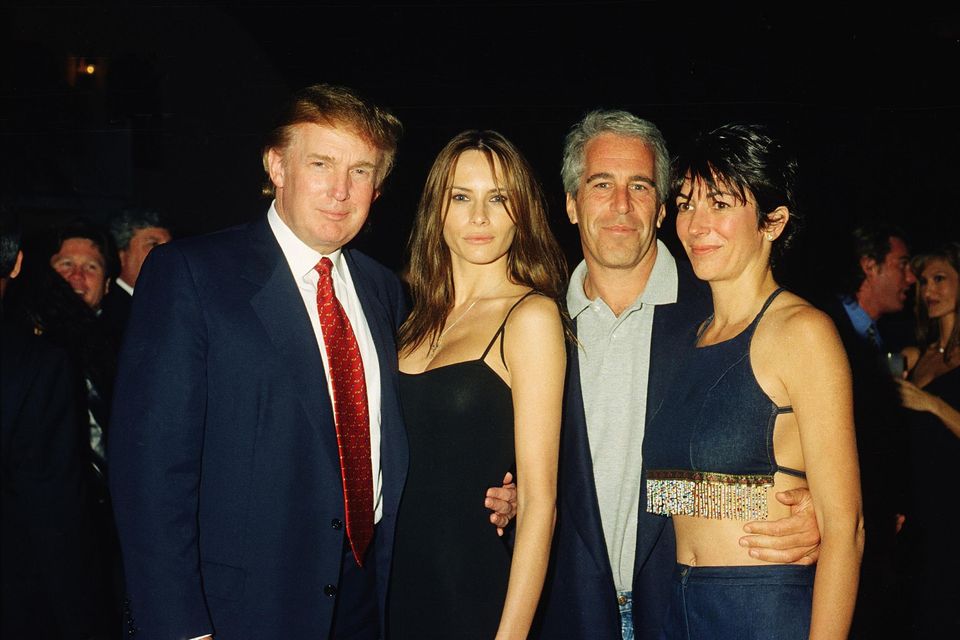 Donald and Melania Trump with sex offenders Jeffrey Epstein and Ghislaine Maxwell in Florida in February 2000. Picture by Davidoff/Getty
