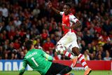 thumbnail: Danny Welbeck lifts his shot over Fernando Muslera to score his third goal and Arsenal's fourth in their Champions League game against Galatasaray at the Emirates. Photo: Paul Gilham/Getty Images