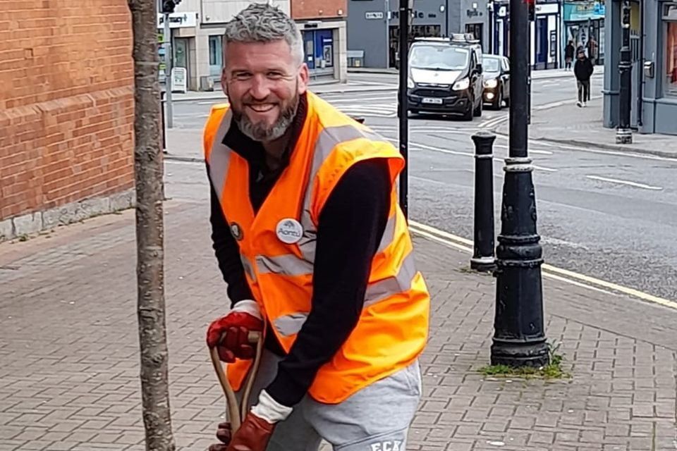 Seamus Connor, who recently worked on cleaning up the tree beds outside Bray's Town Hall.