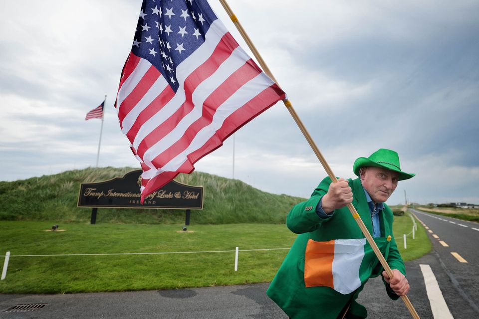 Paul Markham awaiting Donald Trump's arrival in Doonbeg, Co Clare. Photo: David Conachy