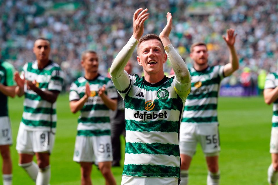 Celtic's Callum McGregor celebrates. Photo credit: Andrew Milligan/PA Wire.