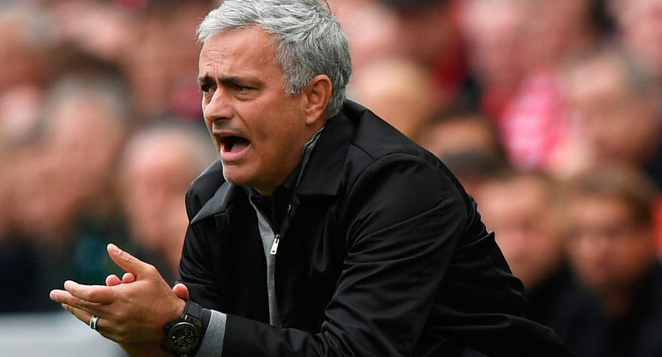 Jose Mourinho, Manager of Manchester United reacts. Photo: Getty Images