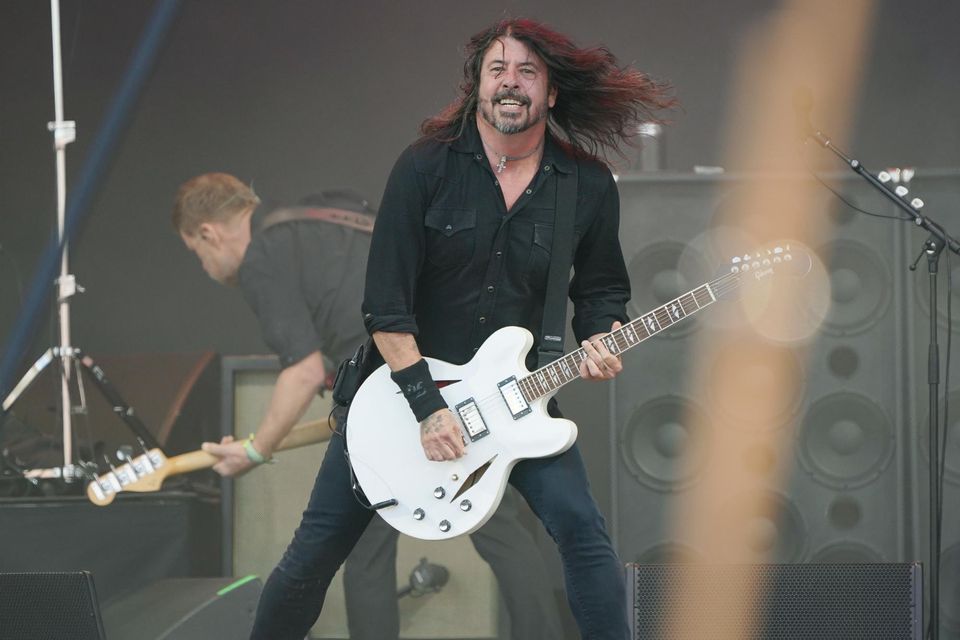 Foo Fighters dedicated the last song of their surprise Glastonbury set to Taylor Hawkins (Yui Mok/PA)