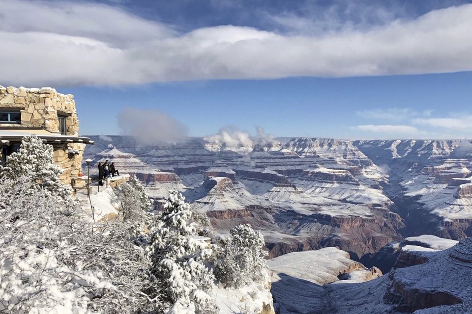 The view across Lookout Studio in Grand Canyon Village on the south rim of Grand Canyon National Park (Anna Johnson/AP)