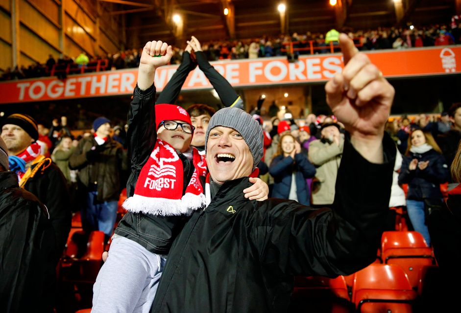 Nottingham Forest fans celebrate after the match. Photo: Action Images via Reuters/Carl Recine