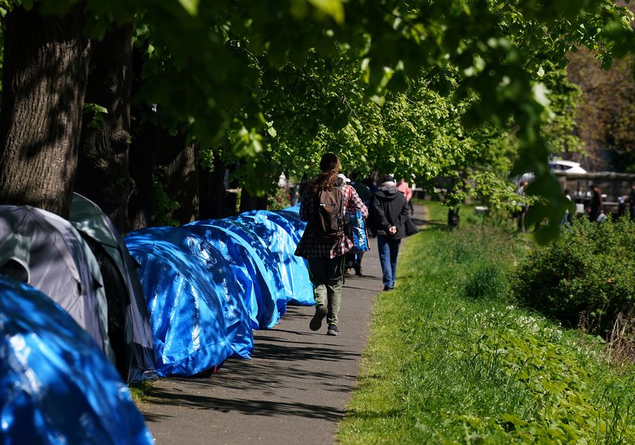 The encampment grew over the weekend (Brian Lawless/PA)